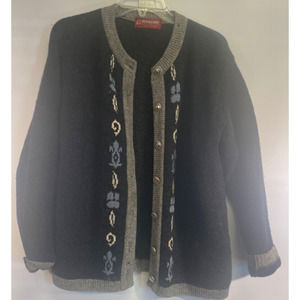 Vintage Ladies Pitlochry Knitwear Pure New Wool Sweater Cardigan Size M-L